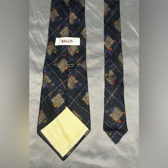 Men’s Bally Vintage Vtg 90s Blue Gray Geometric Silk Designer Necktie Tie - Picture 2 of 3